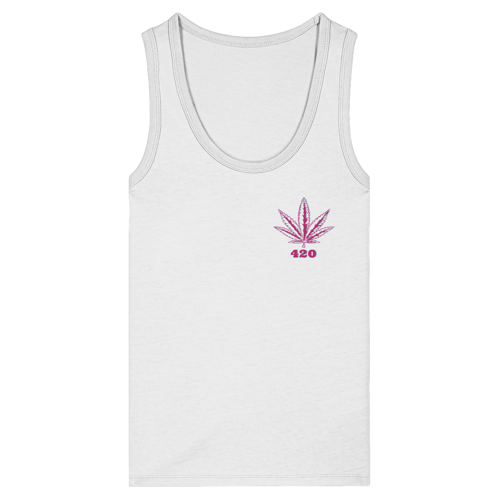 420 Hanfblatt Retro - Womens Organic Fitted Tank Top