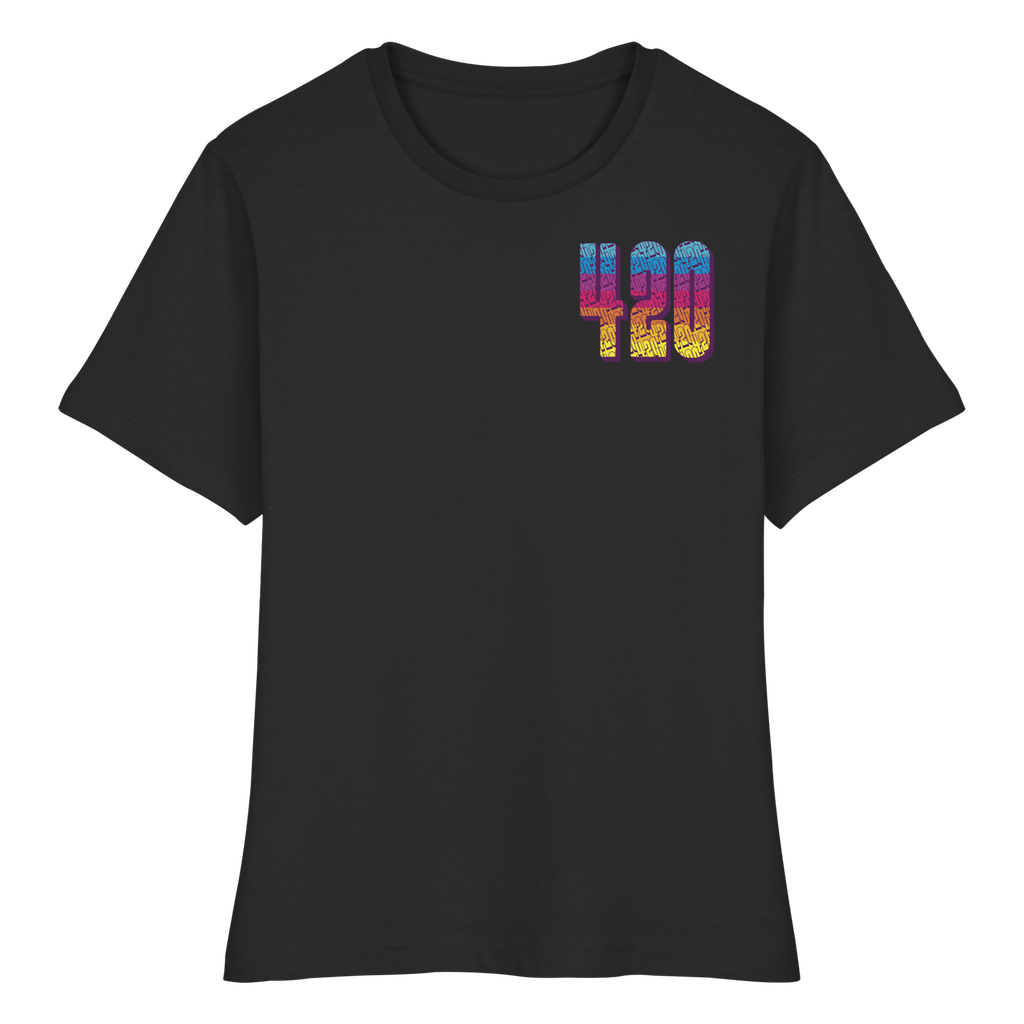 420 Regenbogen Lettering - Fitted Ladies Organic Shirt (XS)