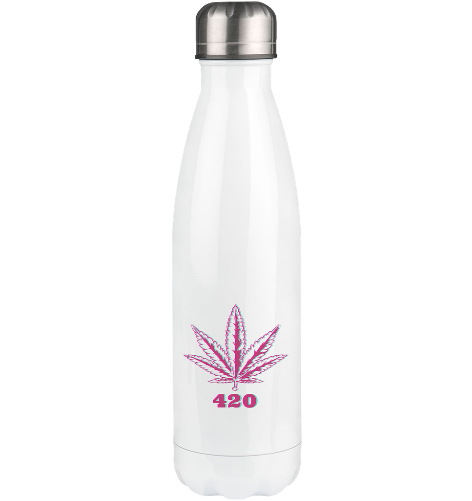 420 Hanfblatt Retro - Thermoflasche 500ml