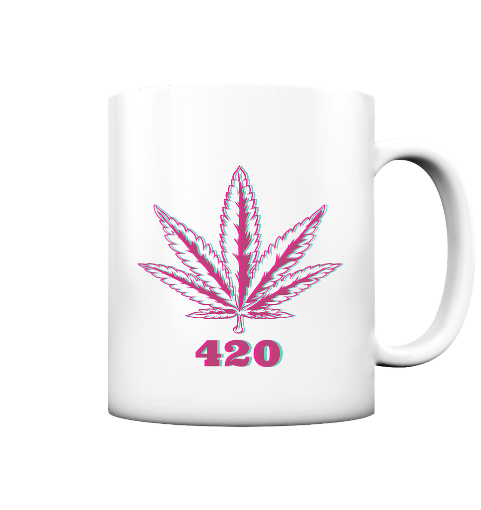 420 Hanfblatt Retro - Tasse matt