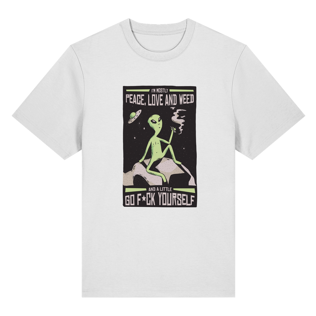 I'm mostly Peace, Love and Weed. And a Little Go F*ck Yourself. - Organic Heavy T-Shirt (XS)