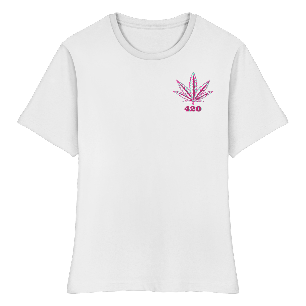 420 Hanfblatt Retro - Fitted Ladies Organic Shirt