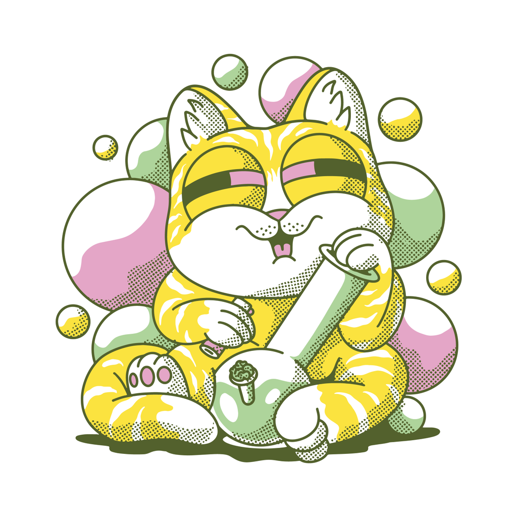 Bong-Katze mit Bubbles - Poster 40x40