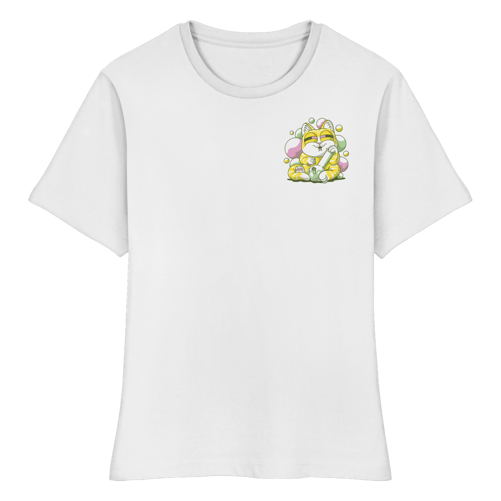 Bong-Katze mit Bubbles - Fitted Ladies Organic Shirt