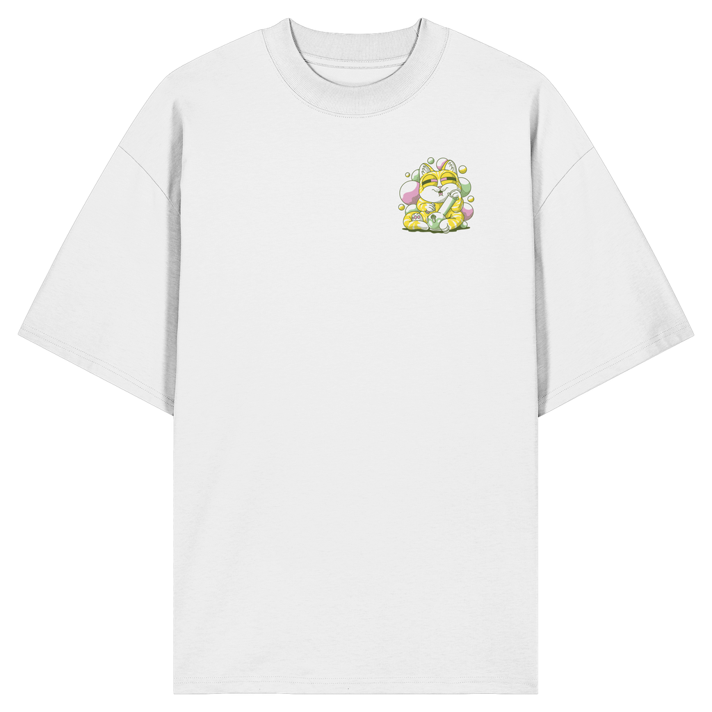 Bong-Katze mit Bubbles - Organic Oversize Shirt