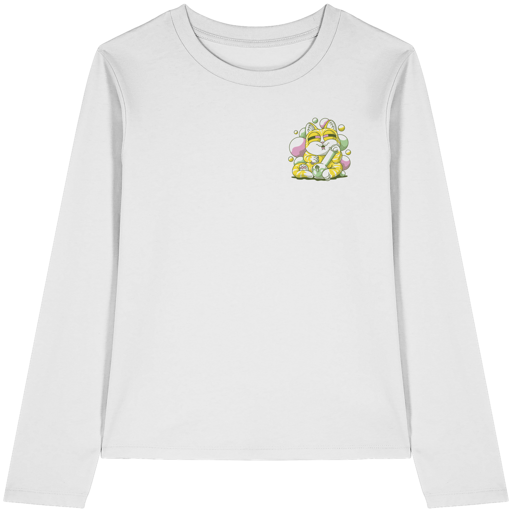 Bong-Katze mit Bubbles - Womens Organic Longsleeve T-Shirt